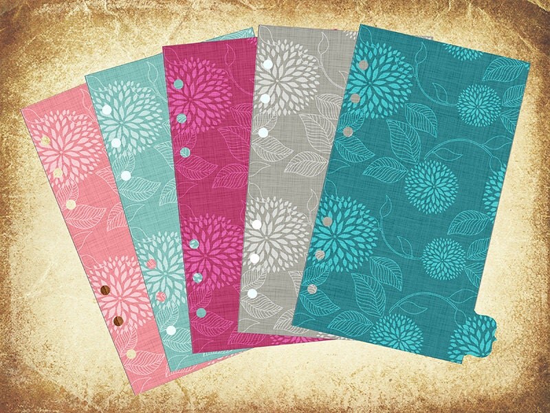 Divisori floreali per agenda filofax a5 personal e di mamigio