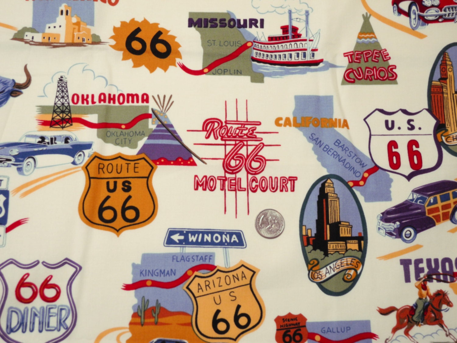 Alexander Henrys Route 66 Fabric On White By By Designsbysusantoo