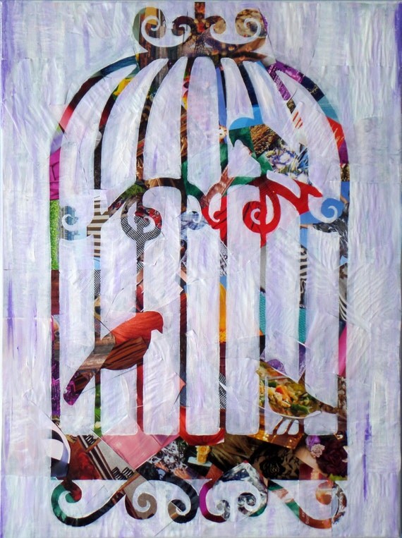 Bird wall art print Bird Cage Decor Bird artwork by ArtPopTart