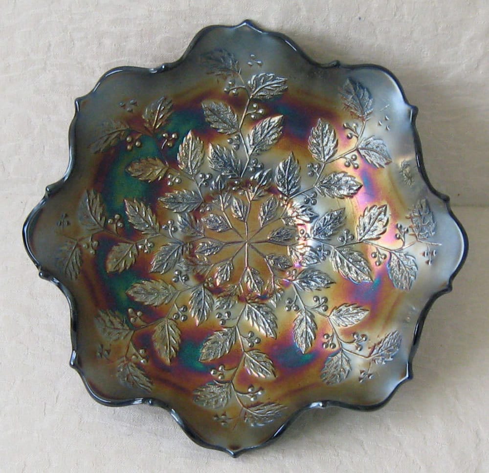 Fenton Holly pattern Carnival Glass Bowl with a by ArtAttique