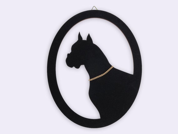Wood Wall Hanging  Velvet Boxer Silhouette Wall by Mirshkastudio