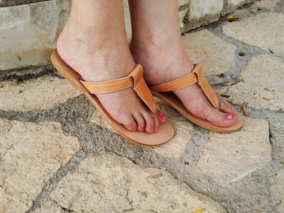 Handmade Natural Leather Thong Sandal - Leather Sandals