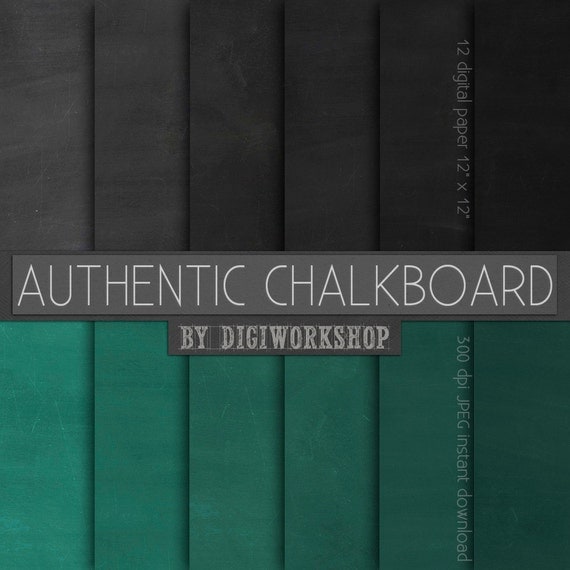 12 Chalkboard Digital Paper Authentic Chalkboard by