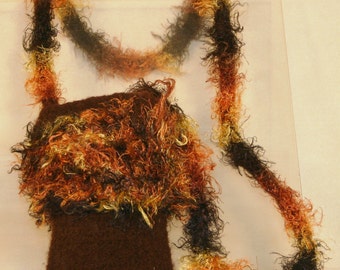 Felted Brown Cell Phone Bag - 1401015