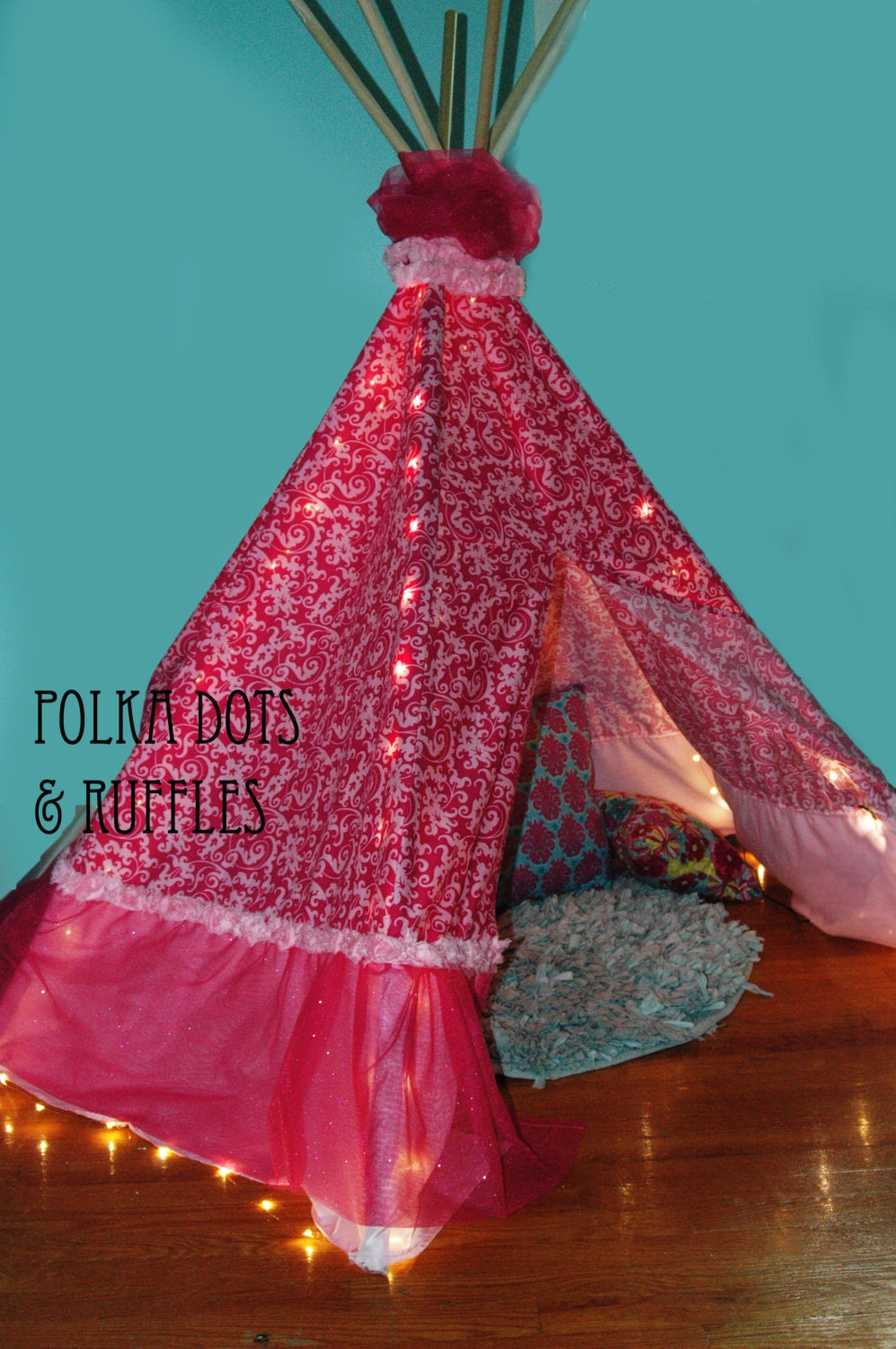 TeePee Play Tent Girl Lights Pink Tulle Tee by PolkaDotsandRuffle