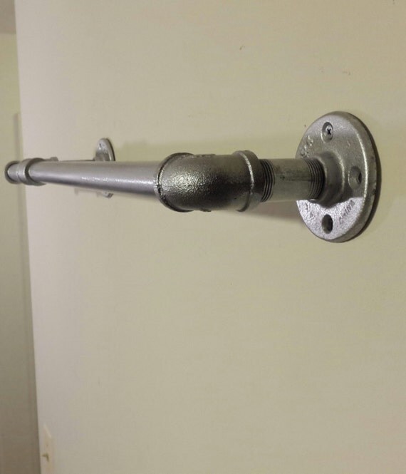 Galvanized steel towel rack reclaimed pipe by SheltonWoodworks