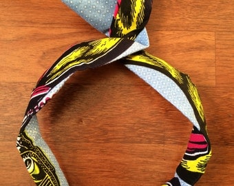 Bandeau chouchou bunny headwrap serre tete bandeau bun wrap accessoire cheveux wax tissu africain ethnique accessoire cheveux