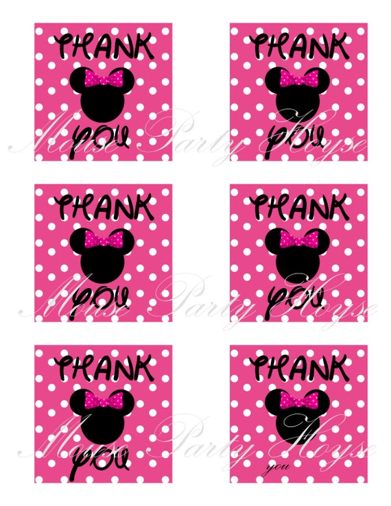 thank you tags minnie mouse inspired printable gift tags