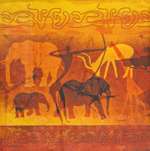 African paper napkin serviette No 25.Wild by Tripvis on Etsy