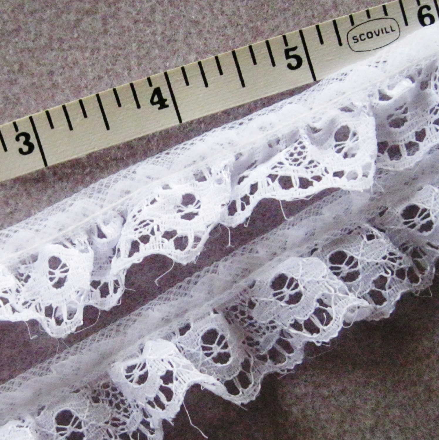 White Ruffled Scalloped Lace Trim by BamaLulaSupplies on Etsy