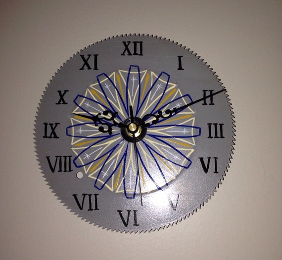 Items similar to Saw Blade Clock Custom Hand Painted Pinstripe Art on Etsy