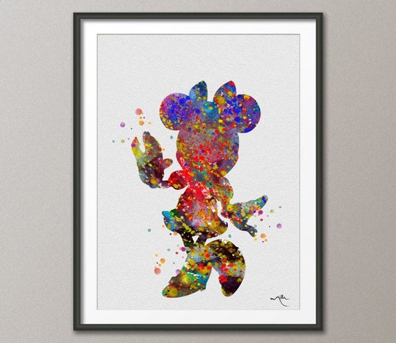 Minnie Mouse Mickey Mouse Watercolor Print Archival by CocoMilla