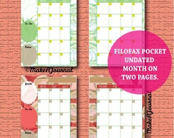 Undated Month on 2 Pages Planner Printable for Filofax Pocket size ...
