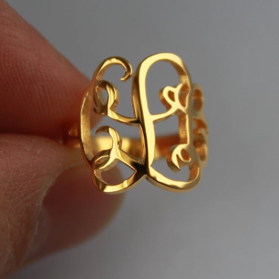 Sterling Silver Monogram Ring Monogram Ring by JewelryDesign2014