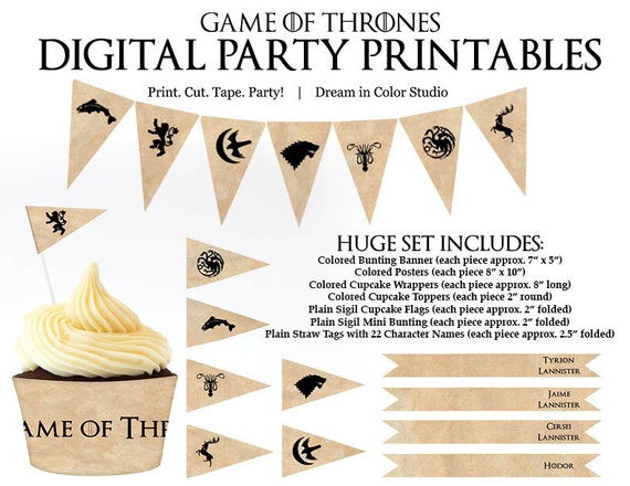 Game of Thrones Digital Party Printables by