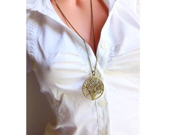 Tree of Life Necklace, Antique Brass Tree Long Necklace, Tree Necklace, Tree Jewelry, Symbolic Necklace, Nature Jewelry, Bohemian Necklace