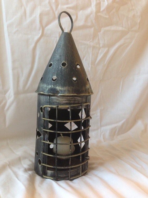 Items similar to Beautiful Tin Candle Lantern on Etsy