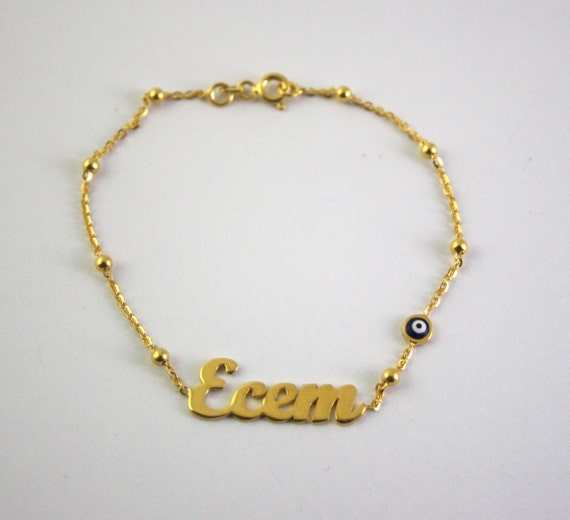 Items similar to Name Bracelet with Evil Eye Bracelet Name Bracelet