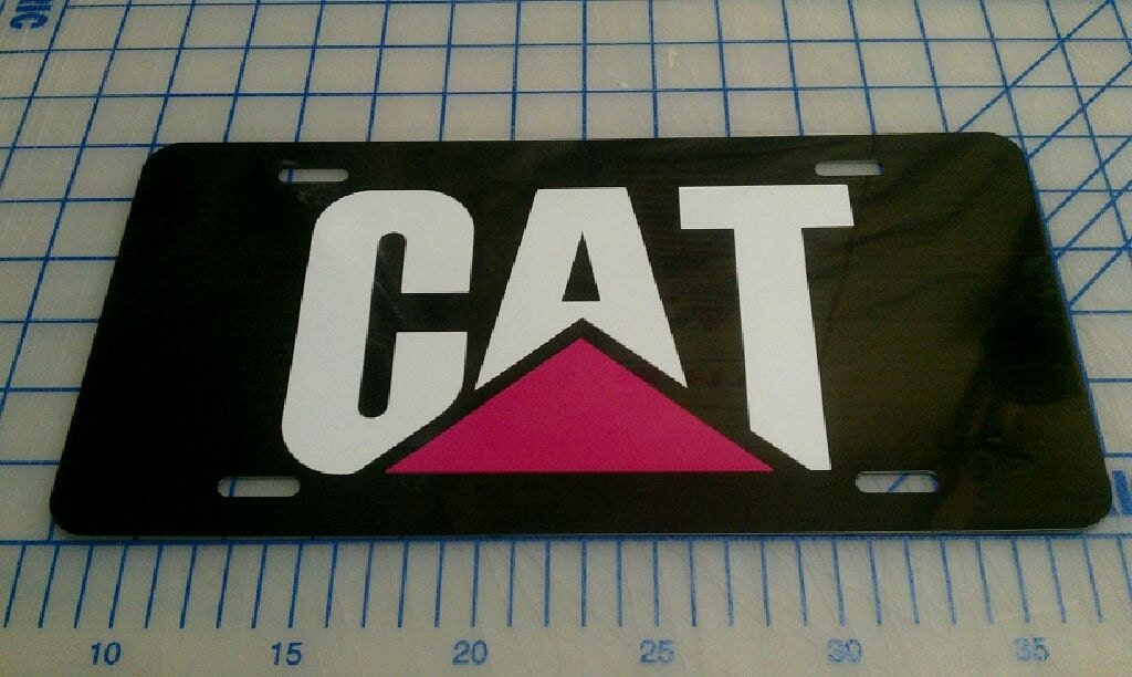 Caterpillar license plate car tag black by jldesignscustomvinyl