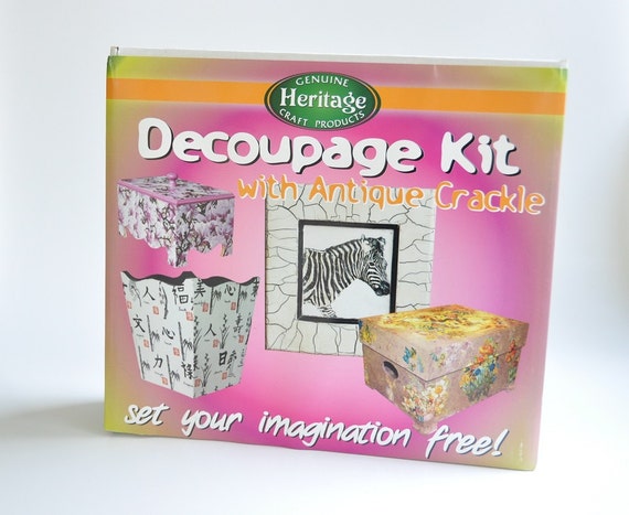 kit decoupage online crackle podge, medium glaze, Decoupage transfer kit: mod