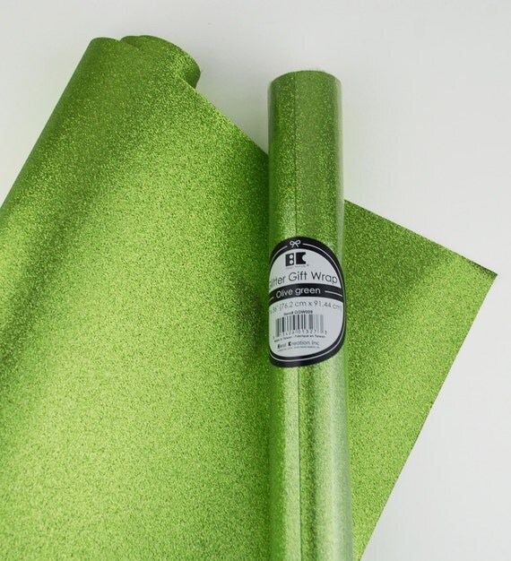 Glitter Wrapping PaperOlive Green Color GGW009 by BestGiftWrap