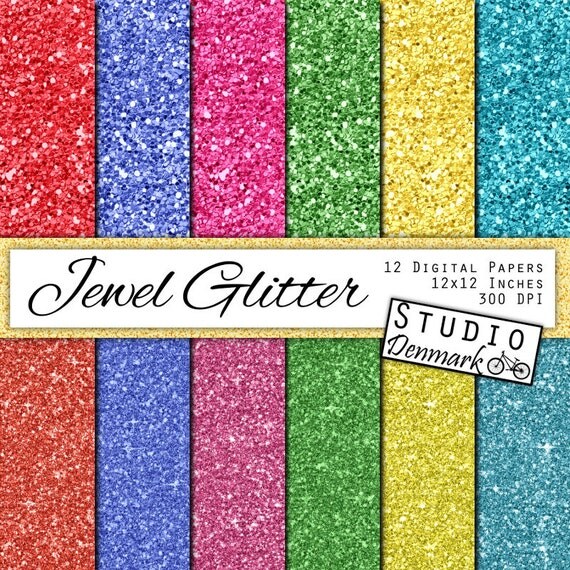Jewel Glitter Digital Paper Sparkle Chunky Glitter