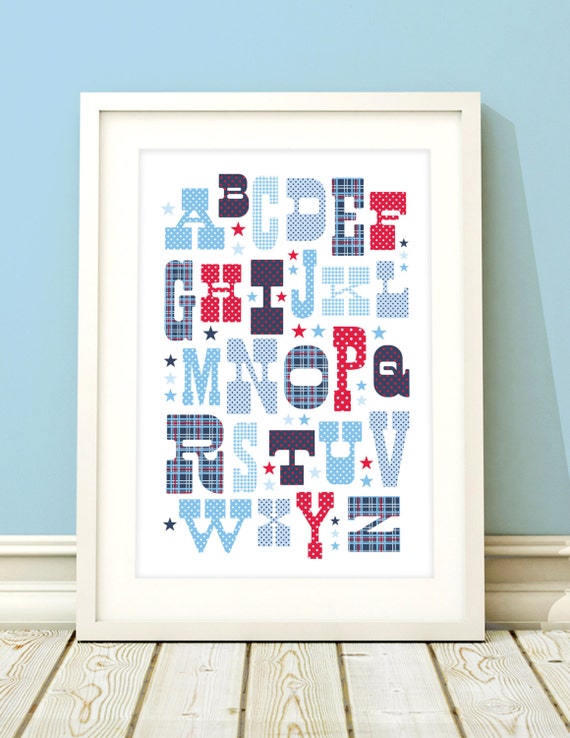 Nursery art boy AZ print alphabet art boys room art