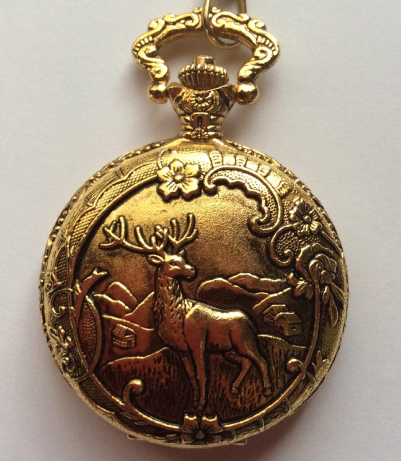 Men's Pocket Watch. Hunter Case Milan Pocket Watch. Stag