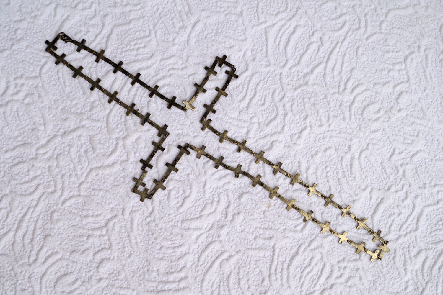 One String Cross Chain Vintage brass necklace || chain style necklace || string of crosses