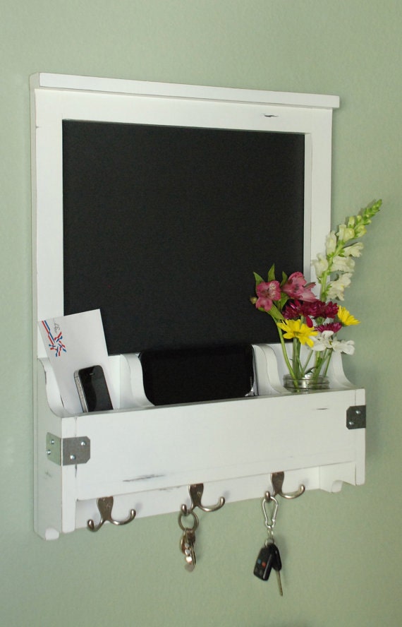 Distressed Entry Wall Organizer Chalkboard, " Shabby Chic Decor
