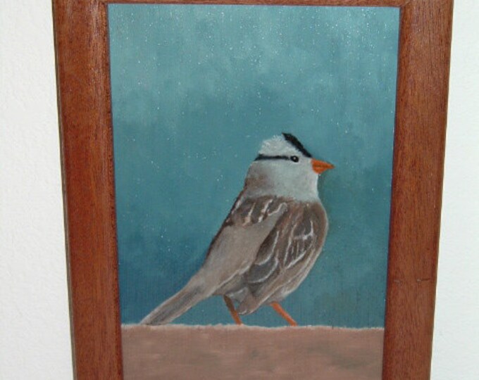 Original oil painting of a common bird and including frame