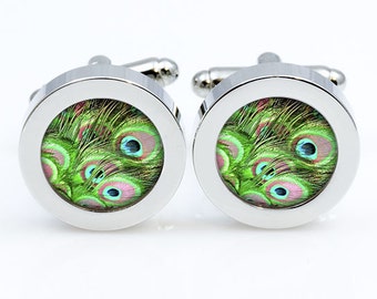 Wedding cufflinks Peacock cuff links Accessories for men and