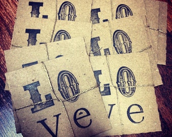 CD INCLUDED, Kraft CD sleeve, stamped love, rustic, vintage, wedding favors, valentines, handmade