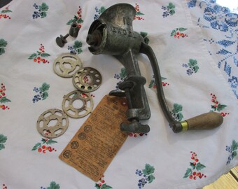 Meat Grinder with Accessories - Excel 101 - Cast Iron - Vintage