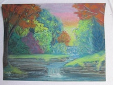 oil pastel nature scenery drawing