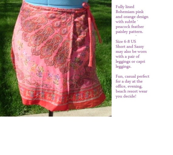 Exotic Fun Pink Wrap Skirt by HappyChipWidow on Etsy