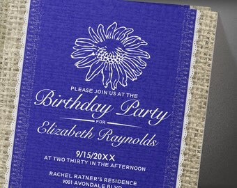 Blue Birthday Party invites