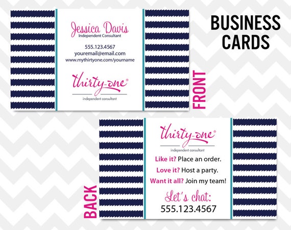 Thirty-One Business Card Printable Direct Sales MLM Business Card