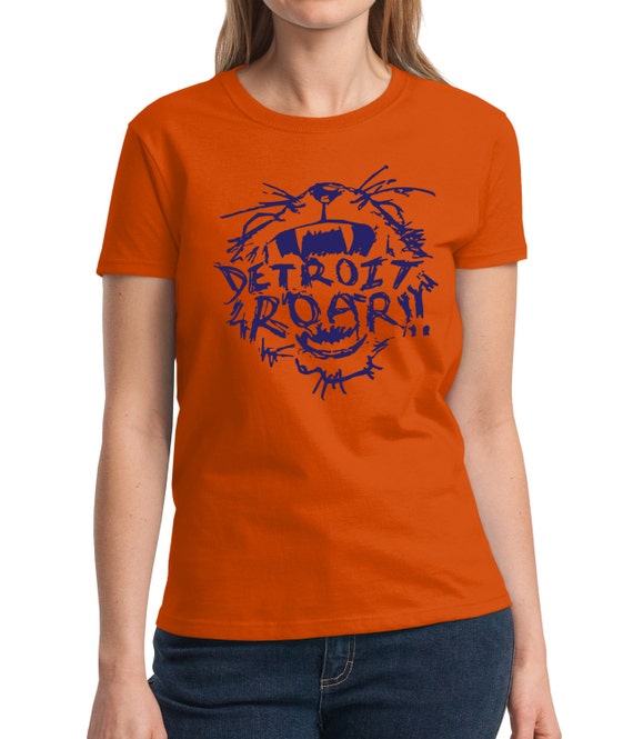 Items similar to Detroit Tigers Roar!! Screen Print TShirt Orange Shirt, Ladies Sizes S3XL