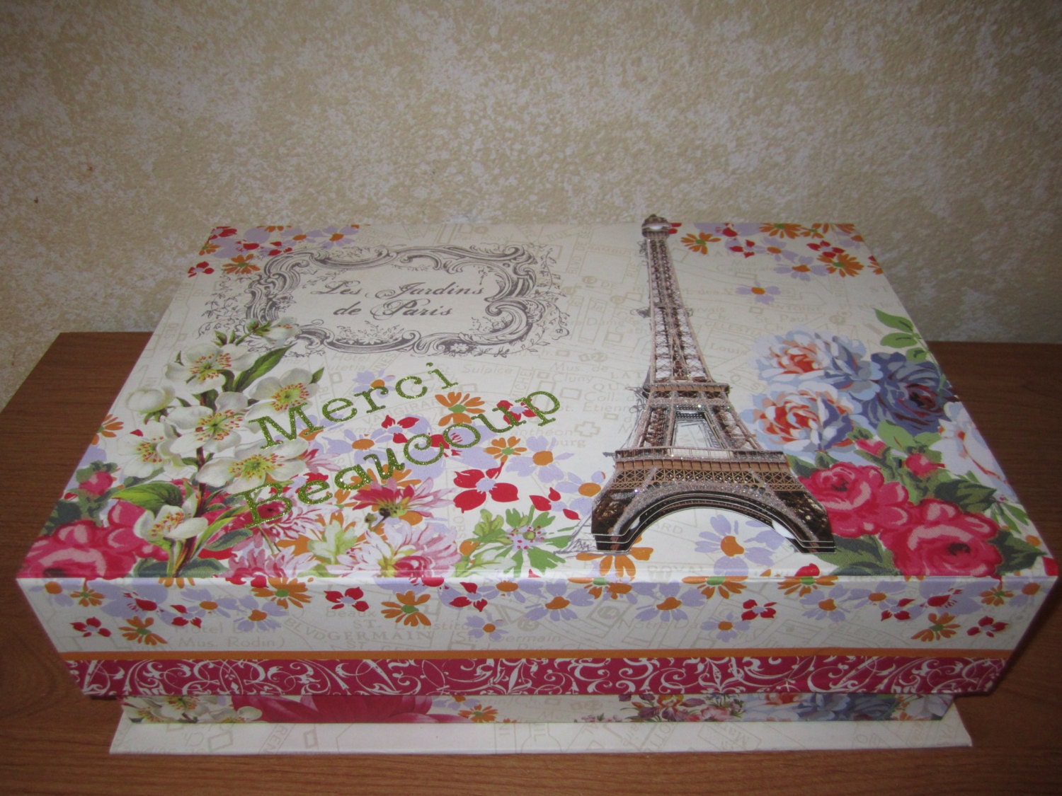 Decorative Box French / Paris Themed Box with 3D Eiffel