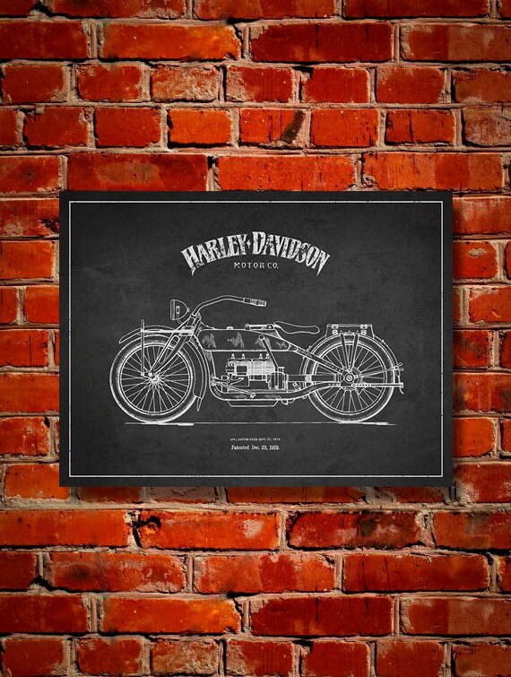 1919 Harley Davidson Patent Canvas Print Wall by PatentsWallArt