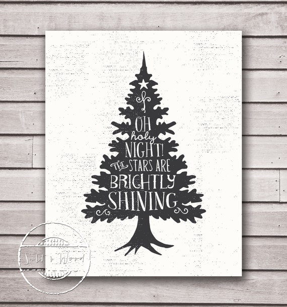 Items similar to Printable Art - Rustic Christmas Tree Silhouette ...