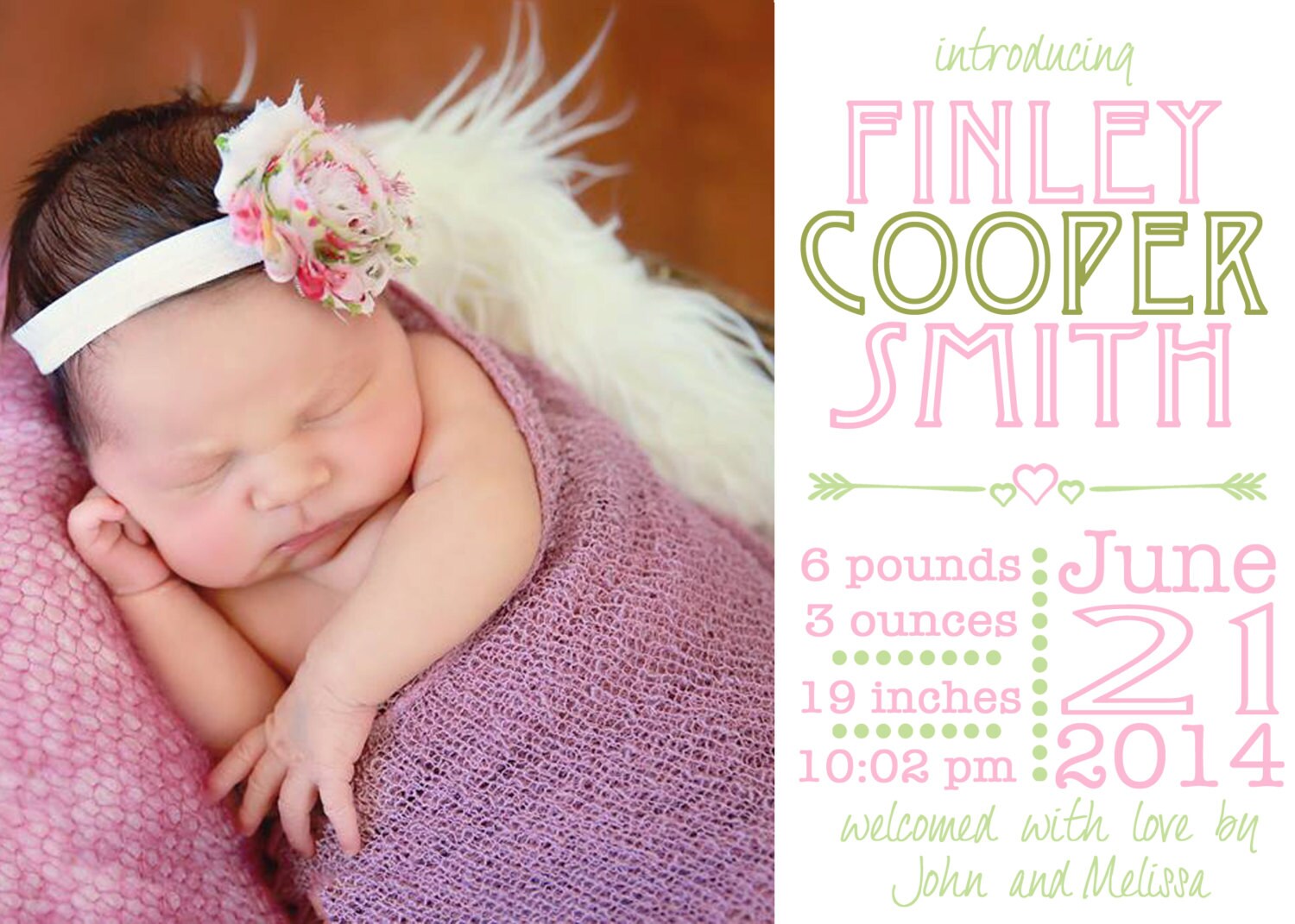 Baby Birth Announcement printable or printed // by ScriptandRose