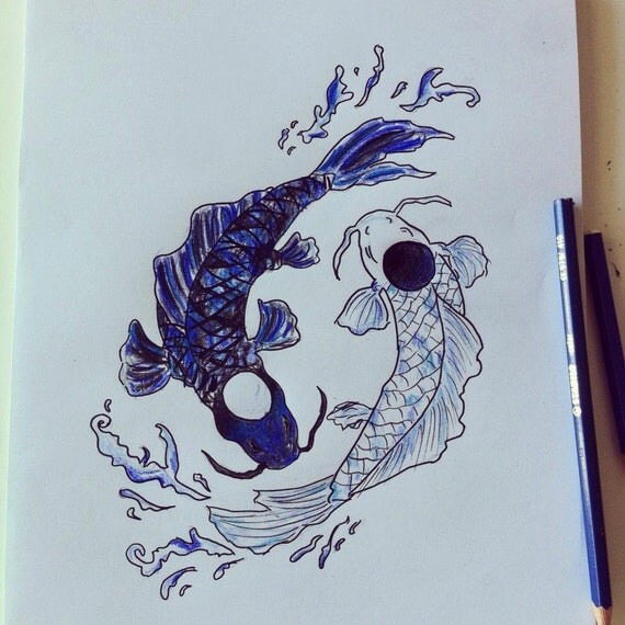 Items similar to Koi Fish Yin and Yang Tattoo Draft on Etsy