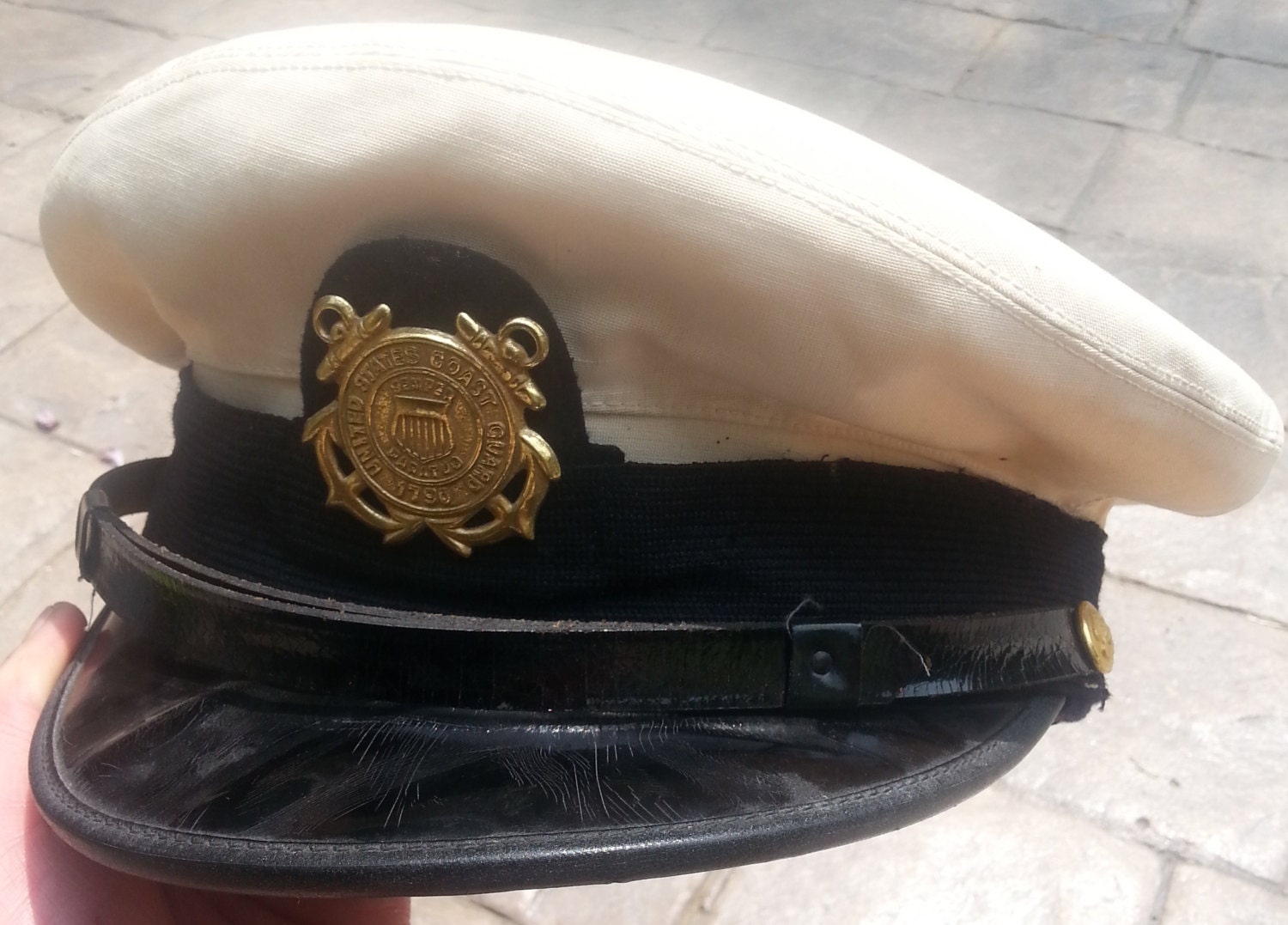 World War II U.S. Coast Guard Visor Cap with Garrison Insignia