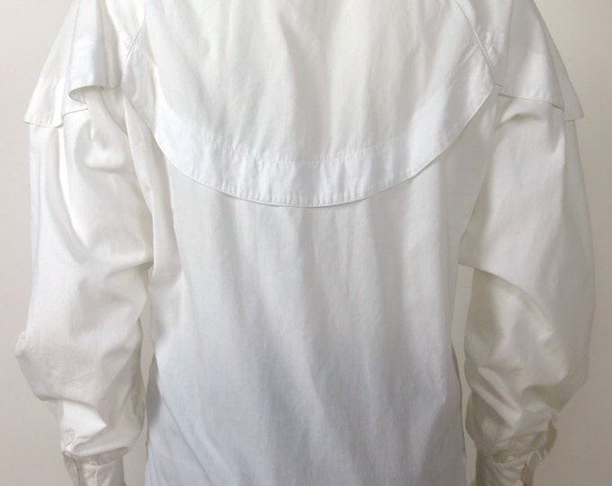 80s Less Than Zero cotton woven broderie anglaise embroidered blouse