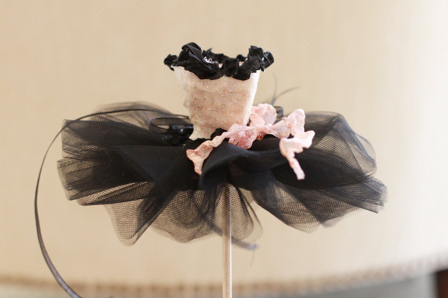 Paper Mache Ballerina Tutu pink and black tutu Bridal shower