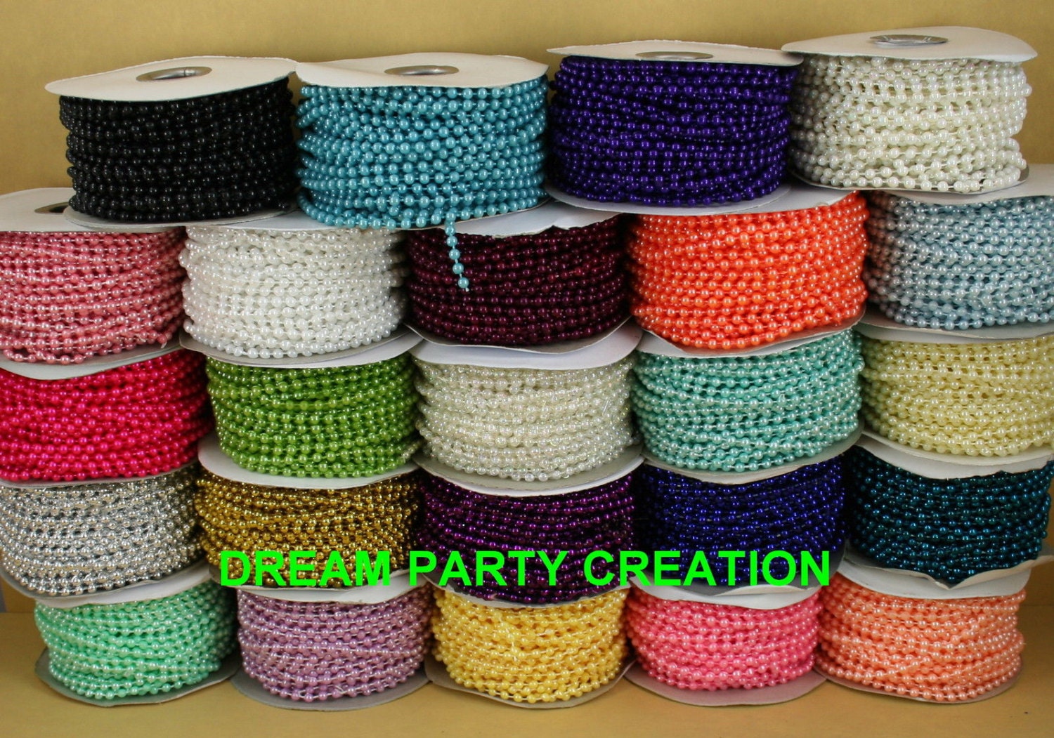 4MM Faux Pearl Plastic BEADS on a String Craft ROLL 24 yards