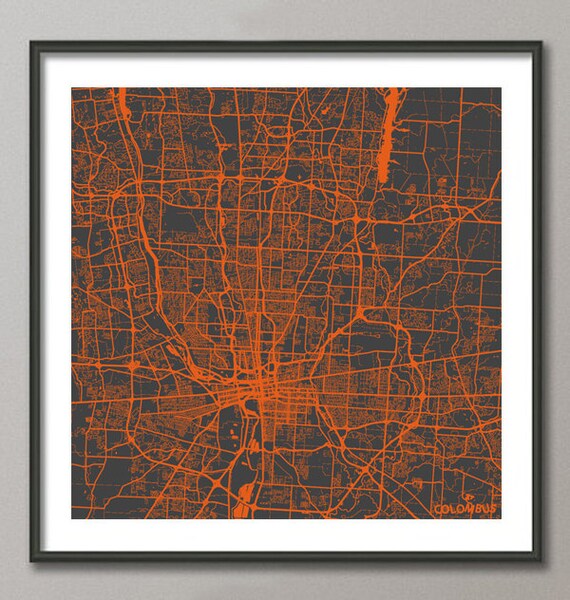 COLUMBUS Map Ohio Giclee Fine Art Modern Abstract Poster