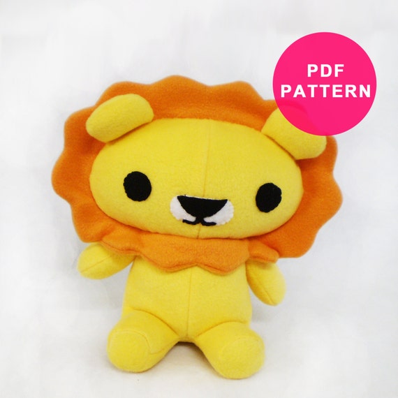 PDF Pattern Lion Kawaii Plush Animal Sewing by